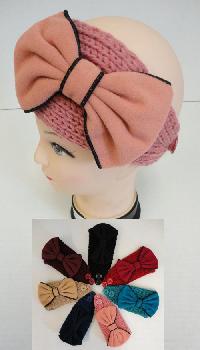 Hand Knitted Ear Band [Lg Bow]
